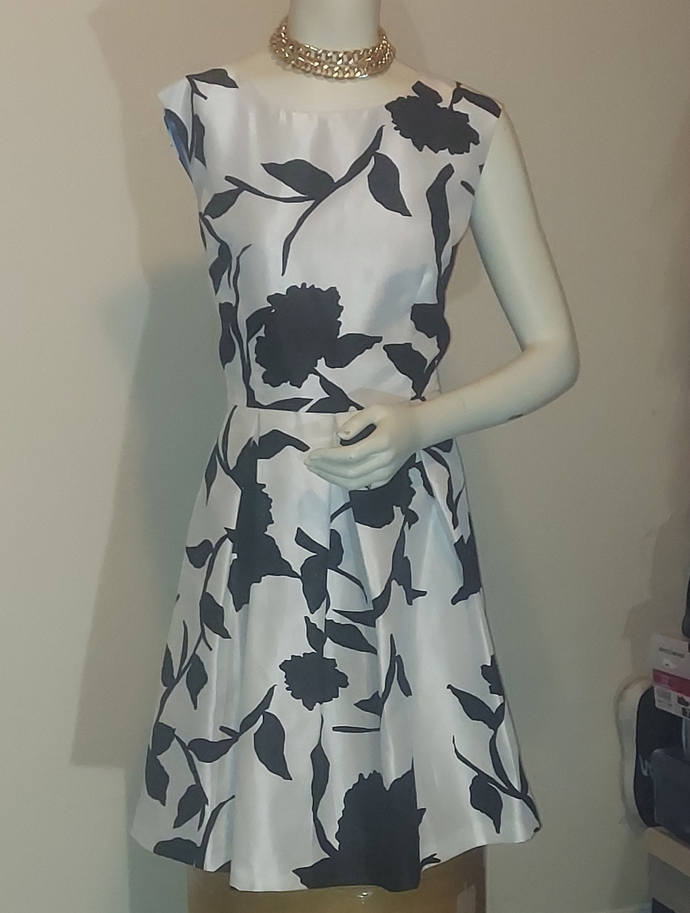 Julian Taylor Black and White Sleeveless A-Line Mini Dress